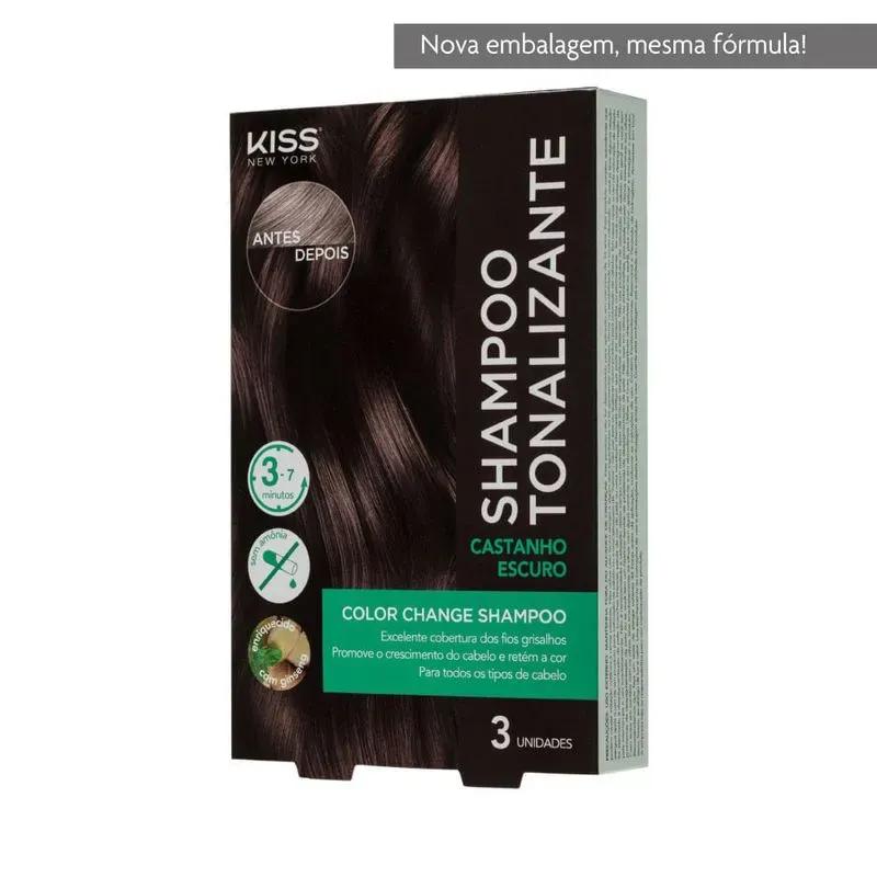 Kiss New York - Shampoo Tonalizante Color Change - Castanho Escuro - Miniatura 2