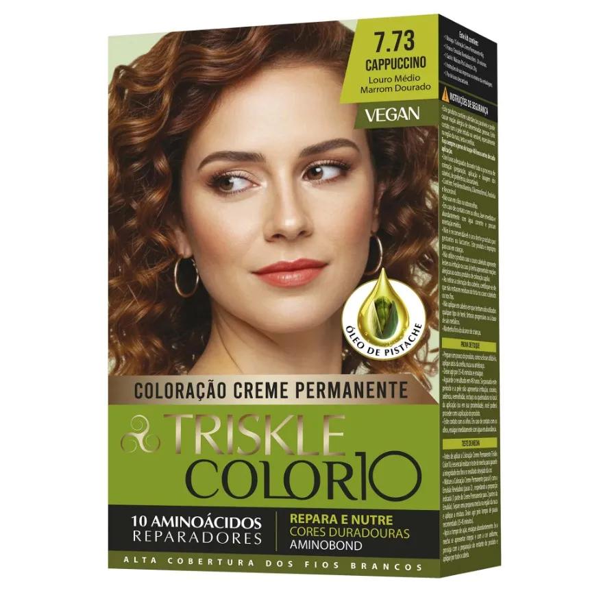 Triskle - Kit Coloração Triskle Color 10 - 7.73 Cappuccino Louro Médio Marrom Dourado - Imagem 1