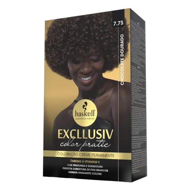 Haskell - Kit Coloração Excllusiv Color Pratic - 7.73 Chocolate Dourado - Miniatura 1
