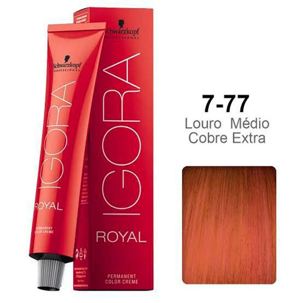 Coloração Igora Royal 7-77 Louro Médio Cobre Extra 60g - Imagem 2