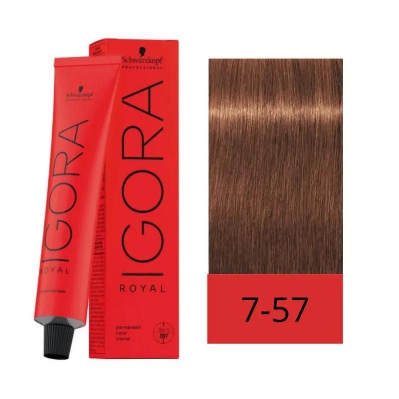 Coloração Igora Royal 7-57 Louro Médio Dourado Cobre 60g - Imagem 2