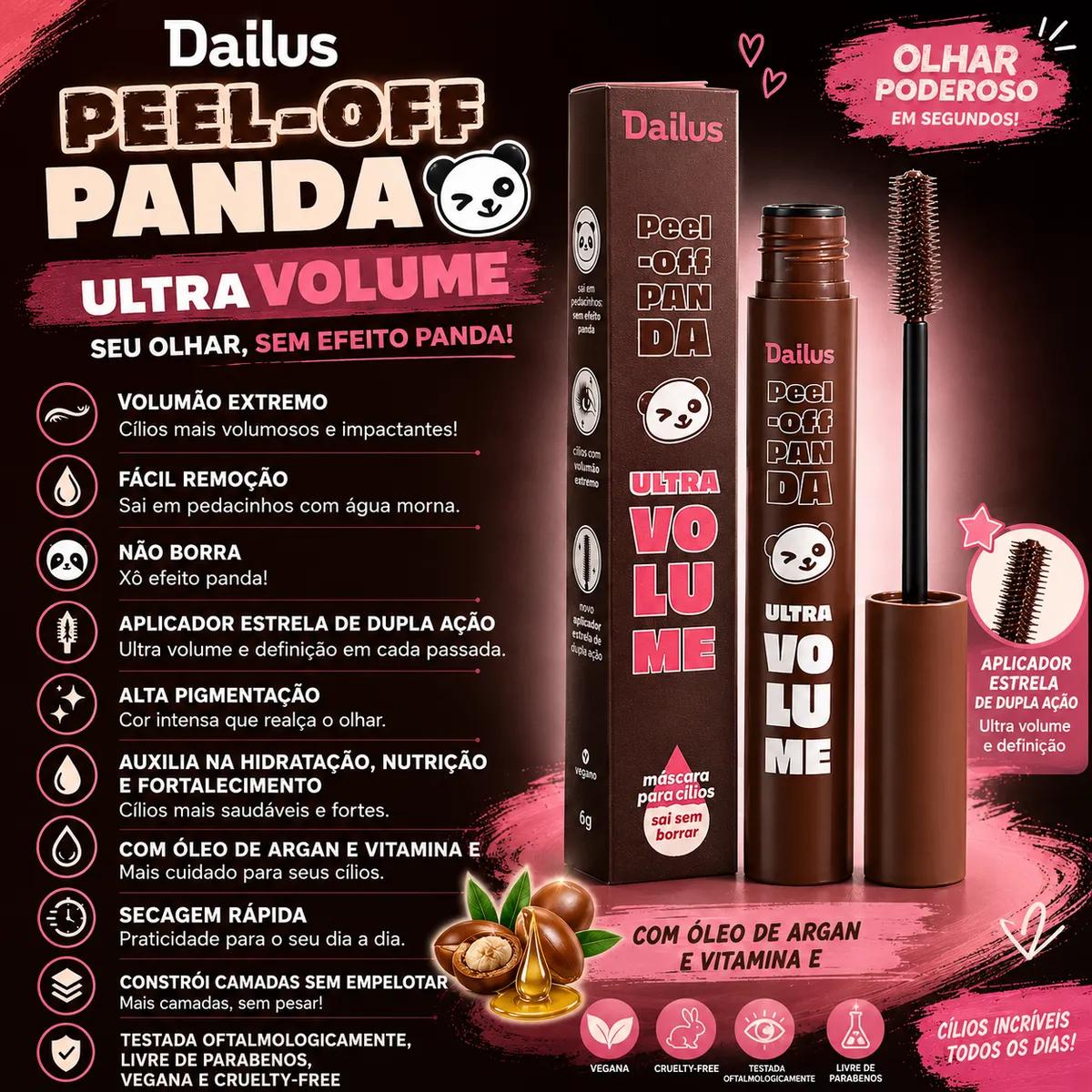 Dailus - Máscara p/ Cílios Peel Off Panda Ultra Volume - Marrom - Imagem 5