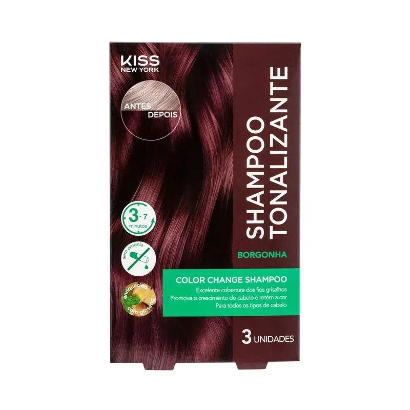 Kiss New York - Shampoo Tonalizante Color Change - Borgonha - Imagem 1