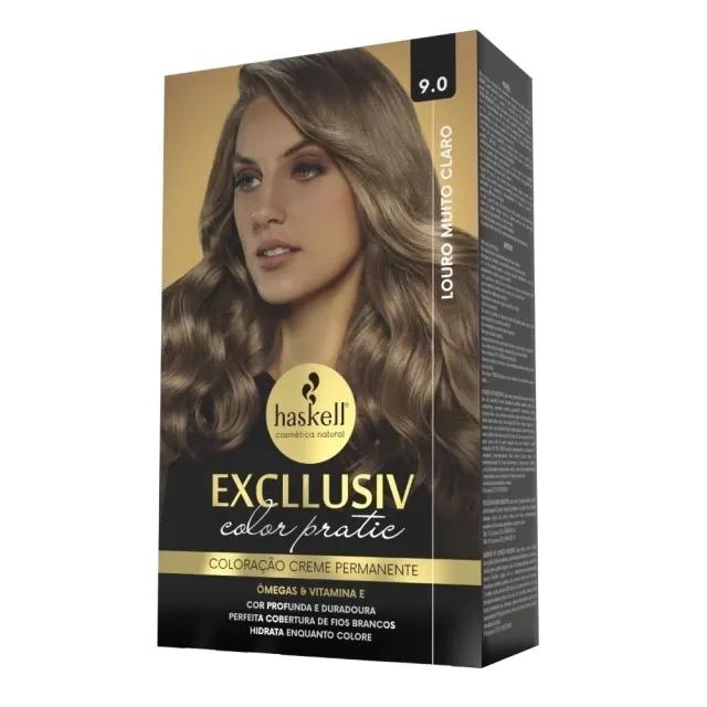 Haskell - Kit Coloração Excllusiv Color Pratic - 9.0 Louro Muito Claro - Imagem 1