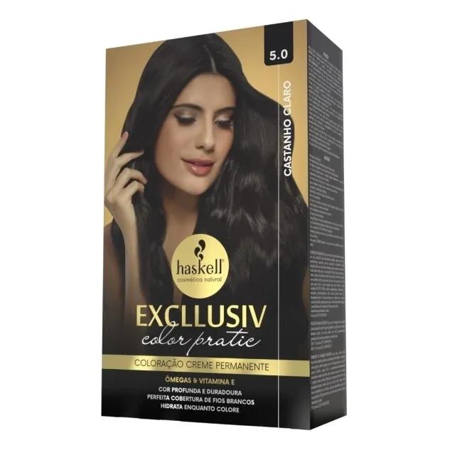 Haskell - Kit Coloração Excllusiv Color Pratic - 5.0 Castanho Claro - Imagem 1