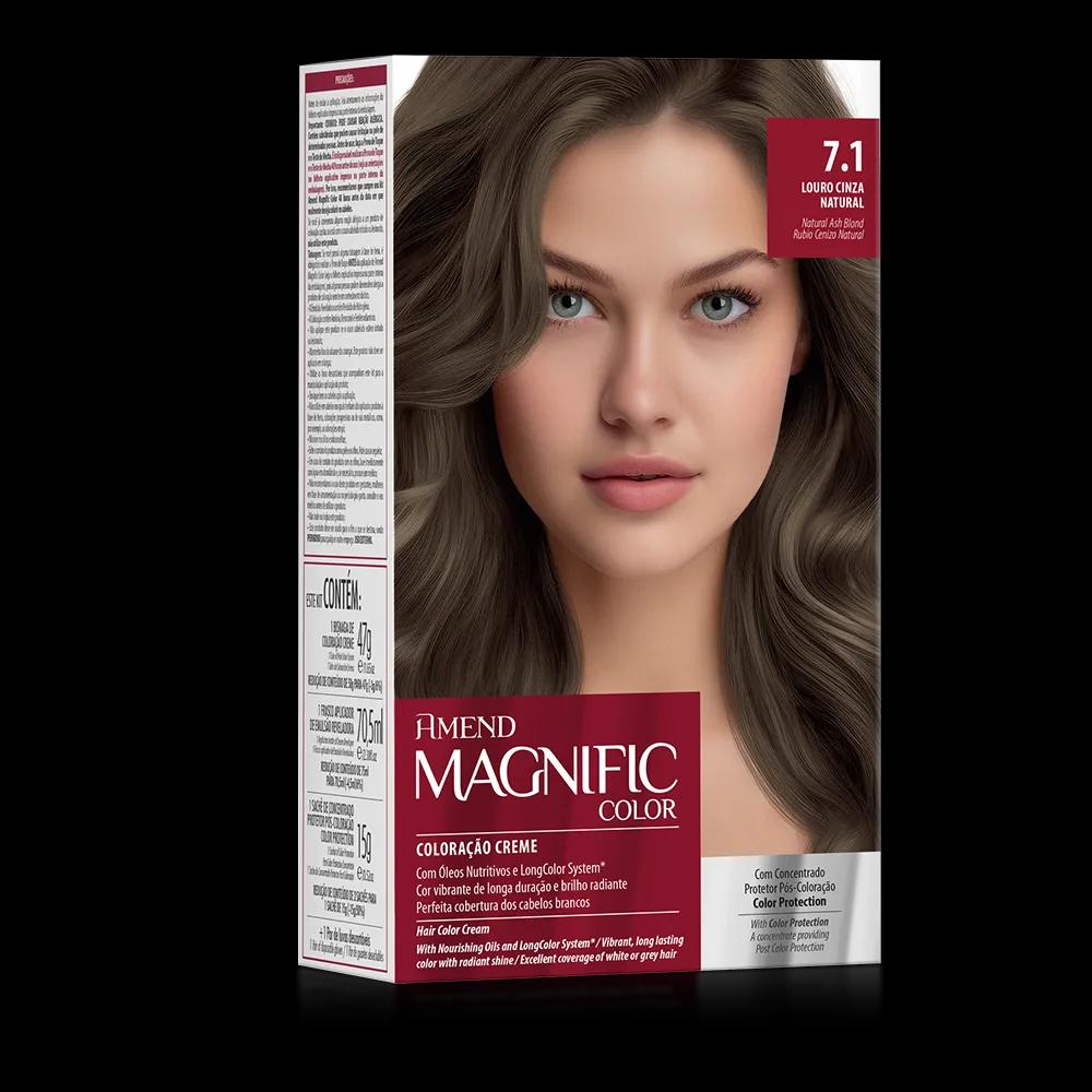 Amend - Kit Coloração Amend Magnific Color 7.1 Louro Cinza Natural - Imagem 1