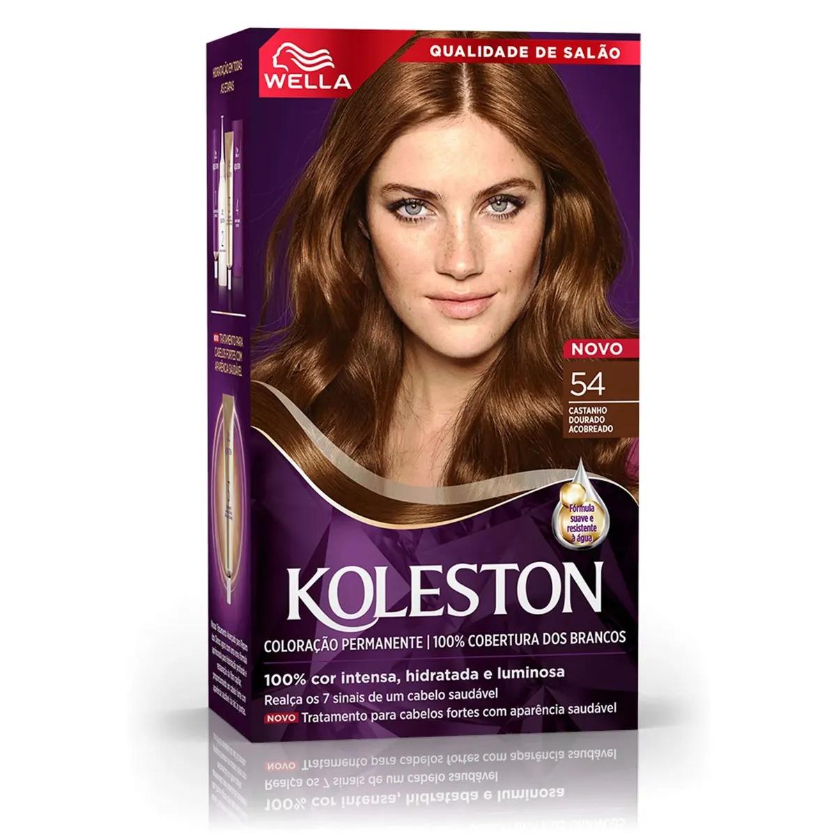 Wella - Coloração Permanente Koleston - 54 Castanho Dourado Acobreado - Imagem 1