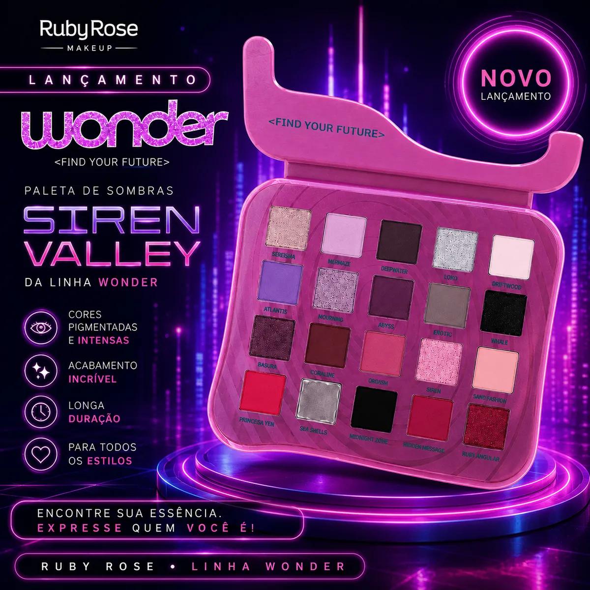Ruby Rose - Paleta de Sombras Siren Valley - Wonder - Imagem 3