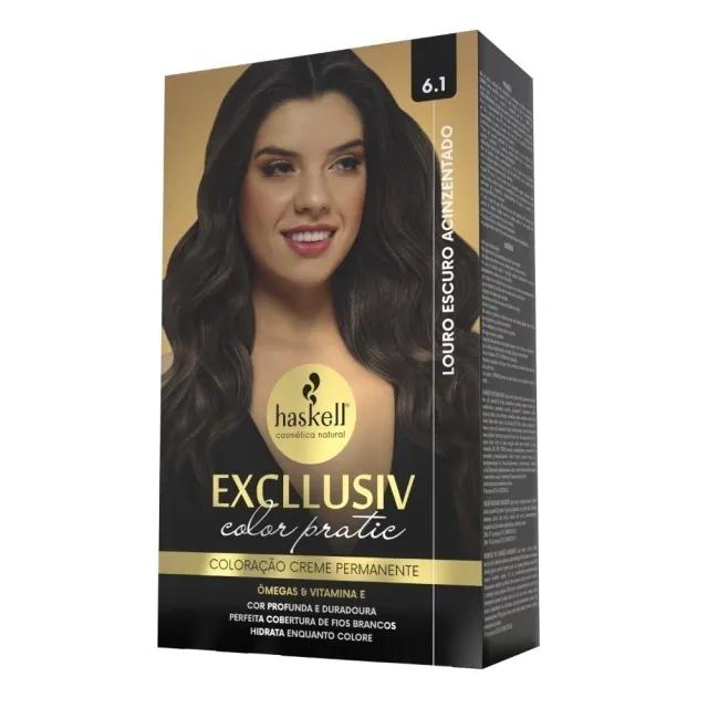 Haskell - Kit Coloração Excllusiv Color Pratic - 6.1 Louro Escuro Acinzentado - Imagem 1
