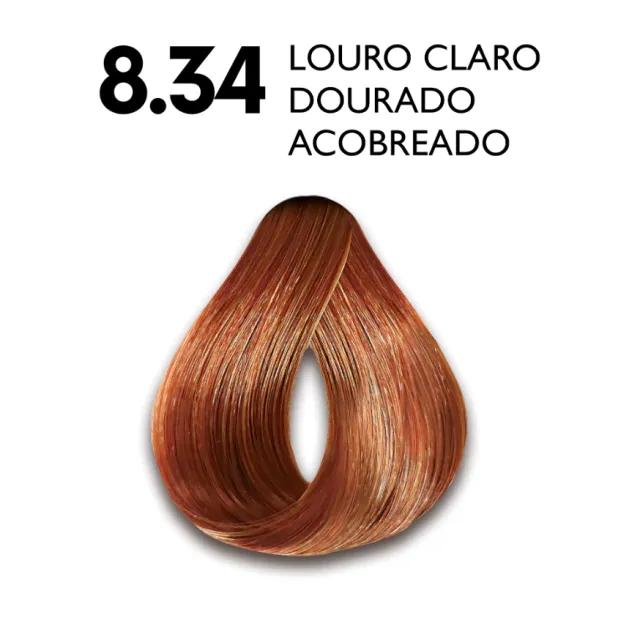 Haskell - Kit Coloração Excllusiv Color Pratic - 8.34 Louro Claro Dourado Acobreado - Imagem 2