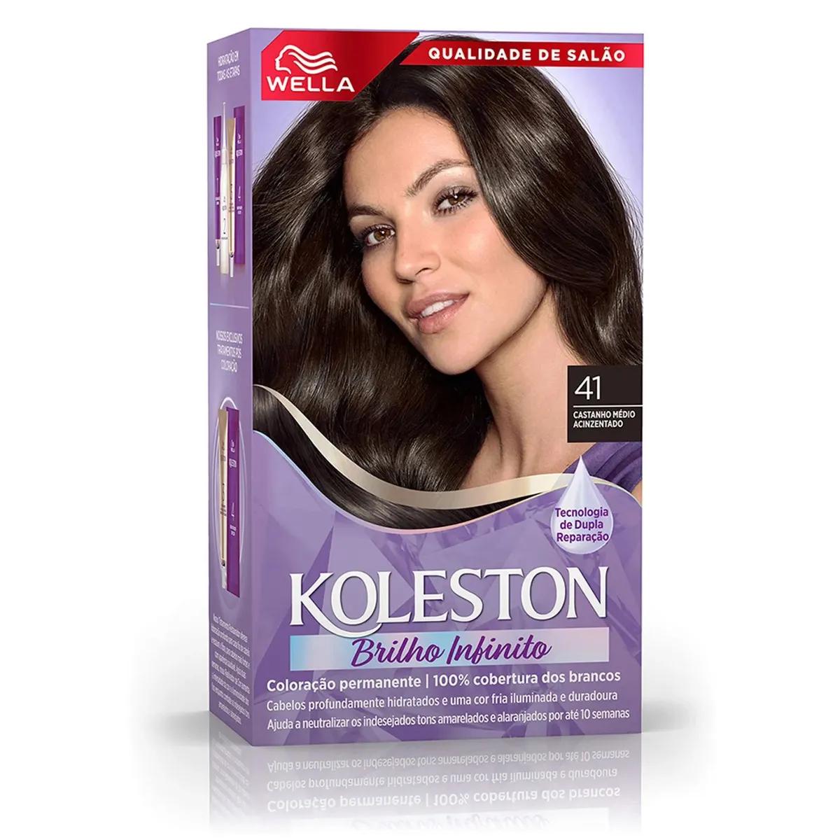 Wella - Coloração Permanente Koleston - 41 Castanho Médio Acinzentado - Imagem 1