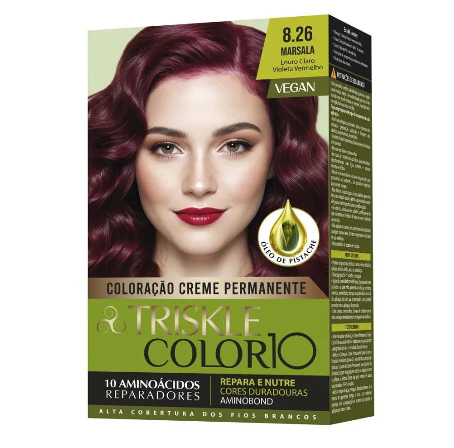 Triskle - Kit Coloração Triskle Color 10 - 8.26 Louro Claro Violeta Vermelho - Marsala - Imagem 1