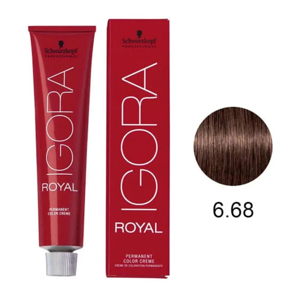 Coloração Igora Royal 6-68 Louro Escuro Chocolate Vermelho 60g - Imagem 1