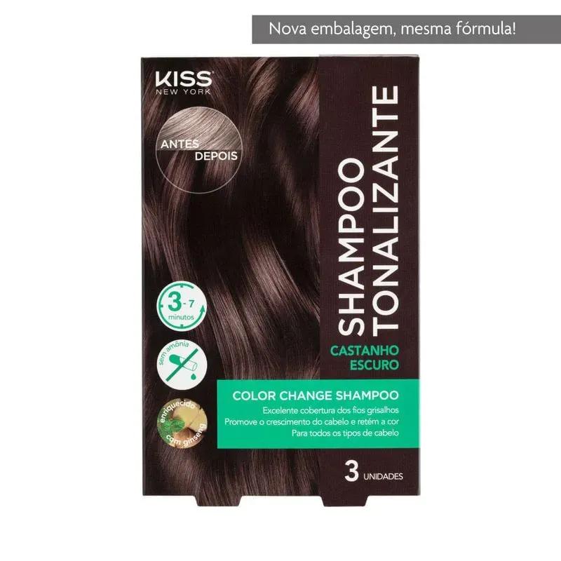 Kiss New York - Shampoo Tonalizante Color Change - Castanho Escuro - Imagem 1