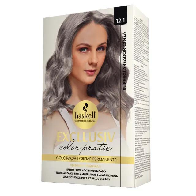Haskell - Kit Coloração Creme Excllusiv Color Pratic - 12.1 Superclareador Cinza - Imagem 1