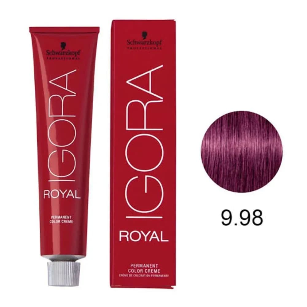 Coloração Igora Royal 9-98 Louro Extra Claro Violeta Vermelho 60g - Imagem 2