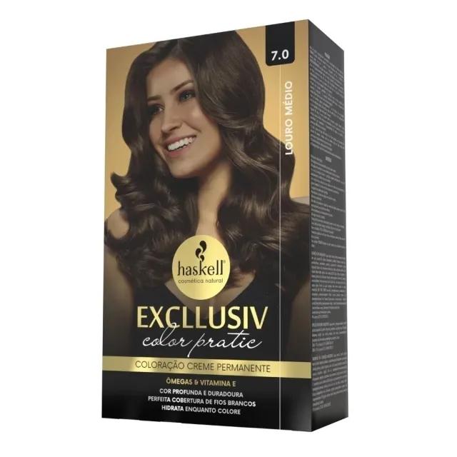 Haskell - Kit Coloração Excllusiv Color Pratic - 7.0 Louro Médio - Imagem 1
