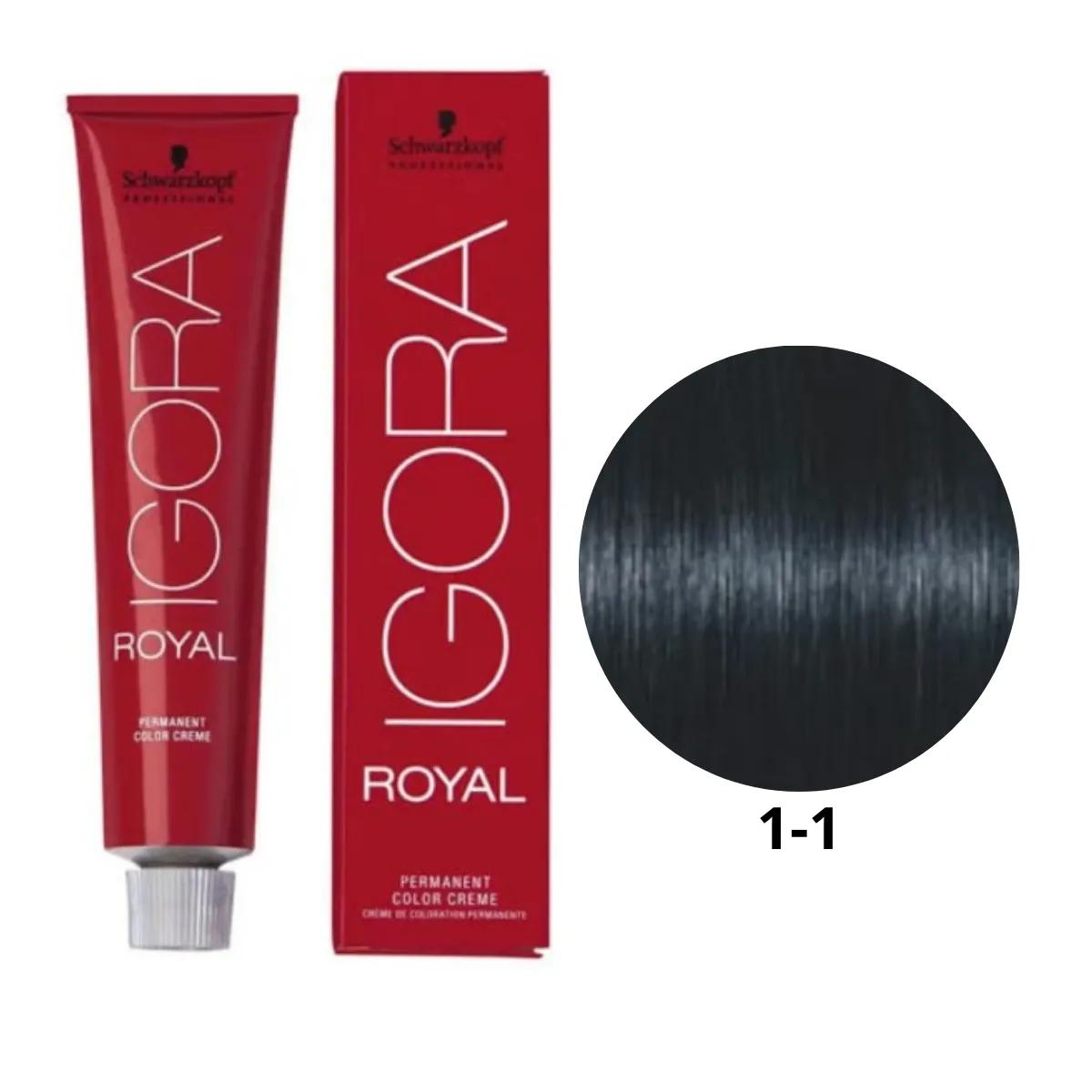 Coloração Igora Royal 1-1 Preto Azulado 60g - Imagem 1