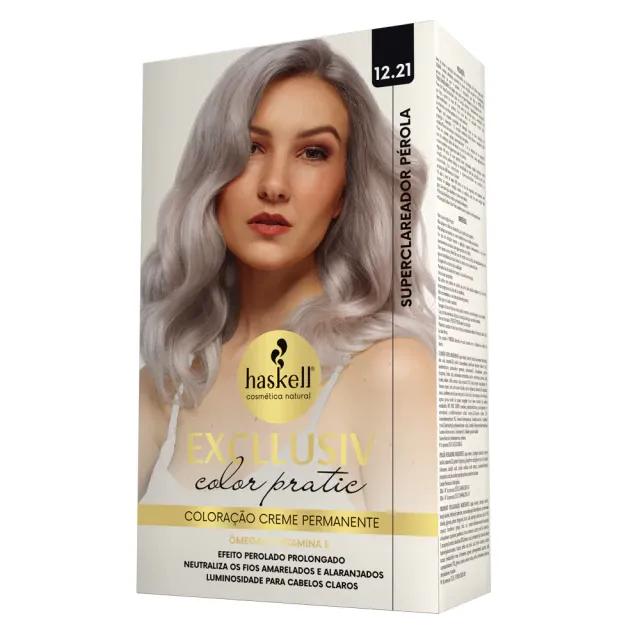 Haskell - Kit Coloração Excllusiv Color Pratic - 12.21 Superclareador Pérola - Imagem 1
